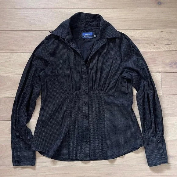 Vintage y2k Mexx Polka Dot Button Up Long Sleeve Blouse Womens Sz XXL preppy - Picture 1 of 8